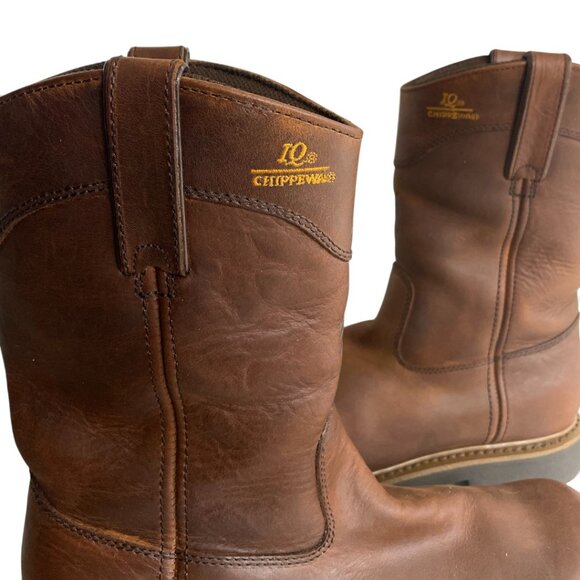 Chippewa Leather IQ Brown Steel Toe Engineer Biker Work Boots Men's 9.5 XW - Picture 3 of 12